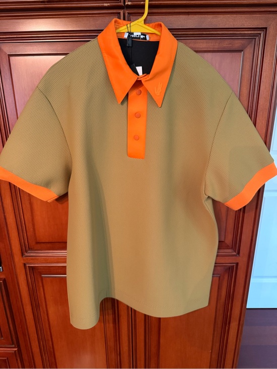 Lacoste Other - Lacoste Unisex Olive Green/Tan Polo with Orange Collar and Cuffs..RARE